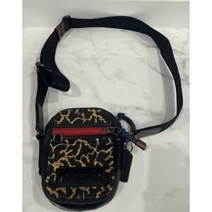 Coach Terrain Crossbody With Wavy Animal Print 89901 Canvas Leather Black Red